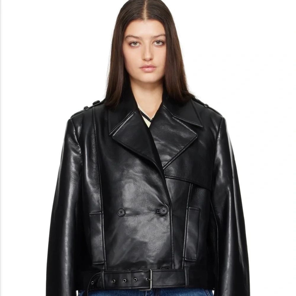 Anine Bing Black Leather Double-Breasted Jacket - Picture 4 of 7